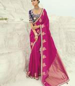 rani organza viscose satin saree with silk blend blouse