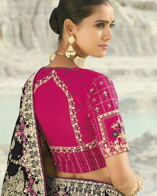 black dola viscose saree with silk blend blouse 2
