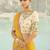 yellow organza viscose satin saree with silk blend blouse