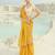 yellow organza viscose satin saree with silk blend blouse