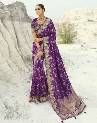 jamli purple dola viscose saree with silk blend blouse 1
