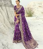 jamli purple dola viscose saree with silk blend blouse