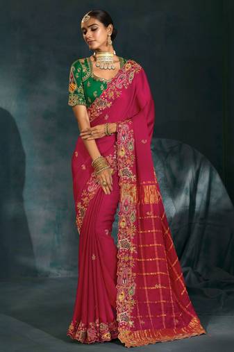 rani gajji silk blend saree with silk blend blouse