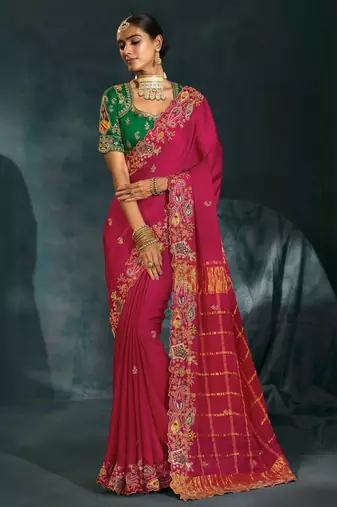 rani gajji silk blend saree with silk blend blouse