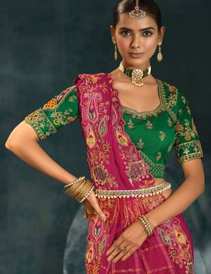rani gajji silk blend saree with silk blend blouse 2