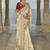 cream banarasi jari saree with lucknowi & jarkhan heavy work and silk blend blouse
