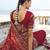 maroon bandhej pallu and dola silk blend skirt saree with mirror, jari & moti heavy work and silk blend blouse