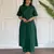 Floral printed green v neck  cotton kurta set with trouser