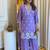 Floral embroidered purple v neck pure cotton kurta set with trouser