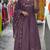 Floral embroidered purple v neck pure cotton kurta set with trouser & dupatta