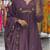 Floral embroidered purple v neck pure cotton kurta set with trouser & dupatta