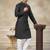 Black colour silk with embroidery work kurta cotton pajama menswear collection