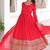 readymade red gown with pant & dupatta set