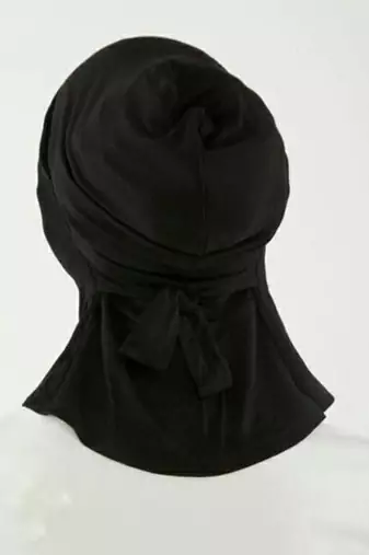 NAZNEEN Stretchable Cotton jersey Bun Instant Black Under Hijab Cap with Tie