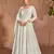 White chinon silk Embroidered Gown-Full Stitched Free size