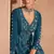 Teal chinon silk Embroidered Gown-Full Stitched Free size