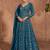 Teal chinon silk heavy embrodiered semi stitched wedding gowns