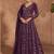 Wine chinon silk heavy embrodiered semi stitched wedding gowns