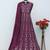 Wine chinon silk heavy embrodiered semi stitched wedding gowns