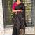 Black kashmiri style thread embroidered work saree with unstitched blouse