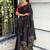Black kashmiri style thread embroidered work saree with unstitched blouse
