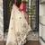 Cream kashmiri style thread embroidered work saree with unstitched blouse