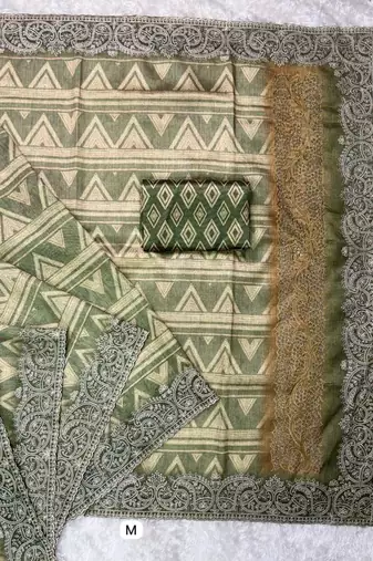 Pista kashmiri style digital printed saree with unstitched blouse