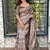 Brown kashmiri style digital printed saree with unstitched blouse