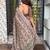 Brown kashmiri style digital printed saree with unstitched blouse