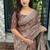 Brown kashmiri style digital printed saree with unstitched blouse