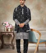 Black pure silk with embroidery work kurta pajama with dupatta menswear collection