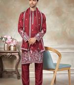 Red pure silk with embroidery work kurta pajama with dupatta menswear collection