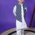 black printed jacket white kurta pant set for boys