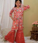 Cotton block printed sharara set for girls