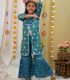 Cotton block printed sharara set for girls