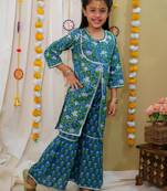 Cotton block printed sharara set for girls