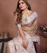 Chiku Color Zari Weaving Viscose Silk Saree