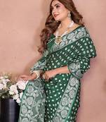 Green Color Zari Weaving Viscose Silk Blend Saree