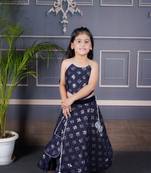 blue embroidered girls lehenga choli set