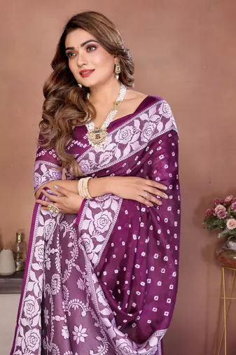Plum Color Zari Weaving Viscose Silk Blend Saree