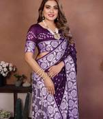 Purple Color Zari Weaving Viscose Silk Blend Saree