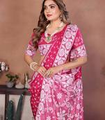 Rani Pink Color Zari Weaving Viscose Silk Blend Saree