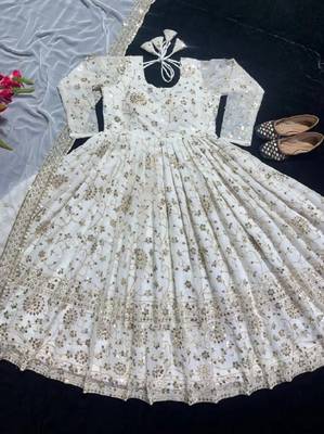 white Sequence work  party wear suit set 7