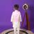 boys pink embroidered jacket kurta pant set
