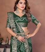 Green Color Saree Zari Weaving Dola Silk Blend Saree