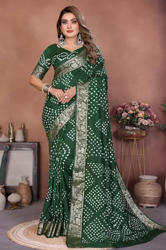 Green Color Saree Zari Weaving Dola Silk Blend Saree