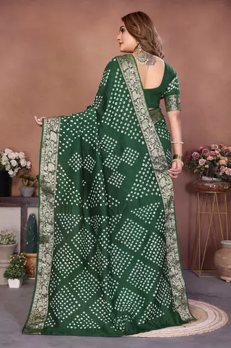 Green Color Saree Zari Weaving Dola Silk Blend Saree