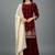 Women straight deep marron velvet embroidery kurta set