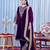 Women straight deep plum velvet embroidery kurta set