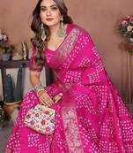 Pink Color Saree Zari Weaving Dola Silk blend Saree